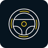 Steering Wheel Line Red Circle Icon vector