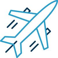 Plane Line Blue Two Color Icon vector