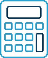 calculadora línea azul dos color icono vector