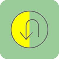 U Turn Filled Yellow Icon vector