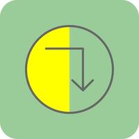 Turn Down Filled Yellow Icon vector