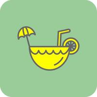 Coconut Drink Filled Yellow Icon vector