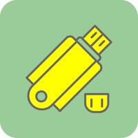 memoria USB lleno amarillo icono vector