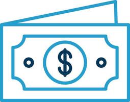 Paper Money Line Blue Two Color Icon vector