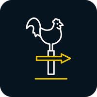 Chicken Line Red Circle Icon vector