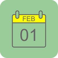 February Filled Yellow Icon vector