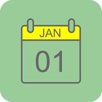 January Filled Yellow Icon vector