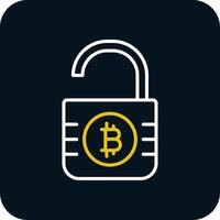Unsecure Bitcoin Line Red Circle Icon vector