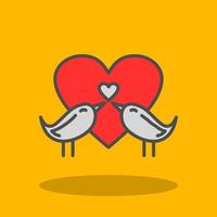 Love Birds Filled Shadow Icon vector