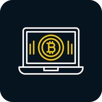 Bitcoin Mining Line Red Circle Icon vector