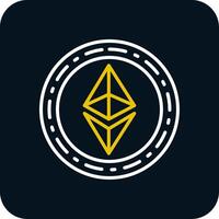 Ethereum Coin Line Red Circle Icon vector