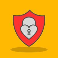heart lock Filled Shadow Icon vector
