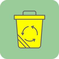 reciclar compartimiento lleno amarillo icono vector