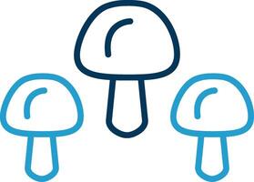 Mushrooms Line Blue Two Color Icon vector