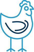 pollo línea azul dos color icono vector