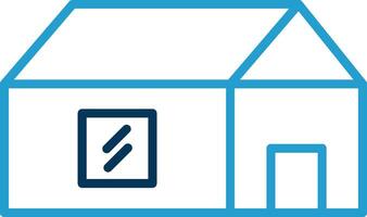 Farm House Line Blue Two Color Icon vector