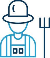 Farmer Male Line Blue Two Color Icon vector