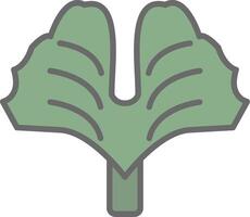 gingko biloba línea lleno ligero icono vector