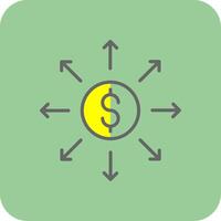 Dollar Network Filled Yellow Icon vector