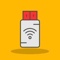 Pendrive Filled Shadow Icon vector