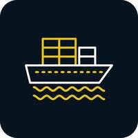 Container Ship Line Red Circle Icon vector