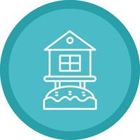 Beach Hut Line Multi Circle Icon vector