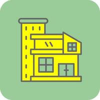 edificio lleno amarillo icono vector