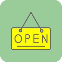 Open Sign Filled Yellow Icon vector