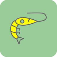 camarón lleno amarillo icono vector