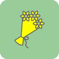 Flower Bouquet Filled Yellow Icon vector