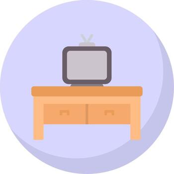 televisión mesa plano burbuja icono vector