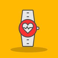 Heart Rate Monitor Filled Shadow Icon vector