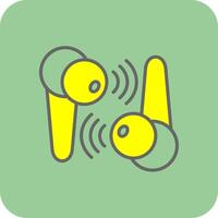 Earbuds Filled Yellow Icon vector