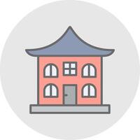 Asian Temple Line Filled Light Icon vector