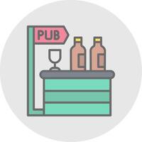 pub línea lleno ligero icono vector