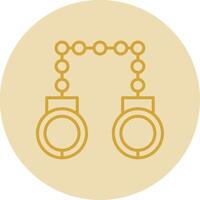 Hand Cuffs Line Yellow Circle Icon vector