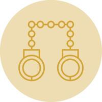 Hand Cuffs Line Yellow Circle Icon vector