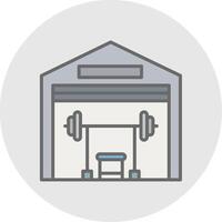 gimnasio línea lleno ligero icono vector