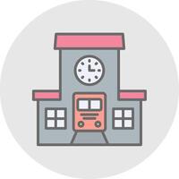 Train Station Line Filled Light Icon vector