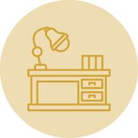 Office Desk Line Yellow Circle Icon vector