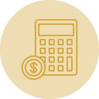 Calculator Line Yellow Circle Icon vector