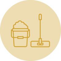 Mop Line Yellow Circle Icon vector