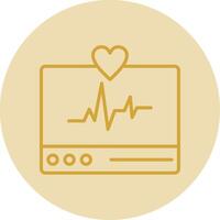 ECG Monitor Line Yellow Circle Icon vector