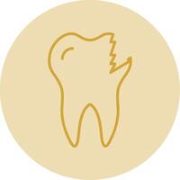 Broken Tooth Line Yellow Circle Icon vector