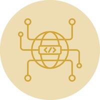 Globe Grid Line Yellow Circle Icon vector