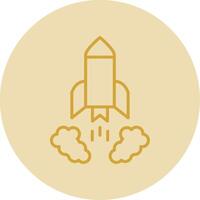 Rocket Launch Line Yellow Circle Icon vector