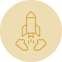 Rocket Launch Line Yellow Circle Icon vector