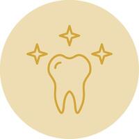 sano diente línea amarillo circulo icono vector