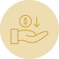 Recieve Money Line Yellow Circle Icon vector