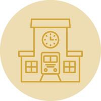 Train Station Line Yellow Circle Icon vector